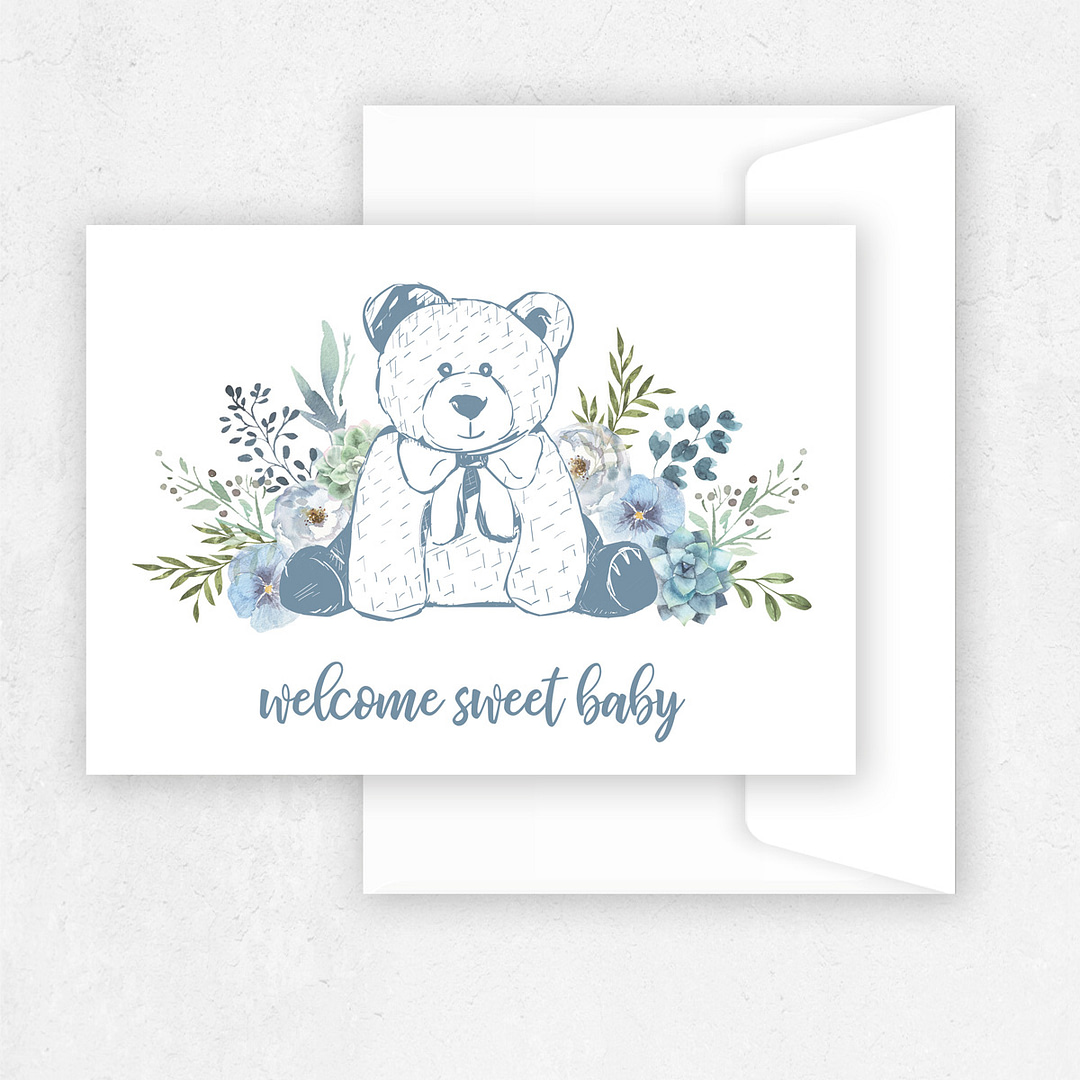 cuddly teddy new baby greeting card