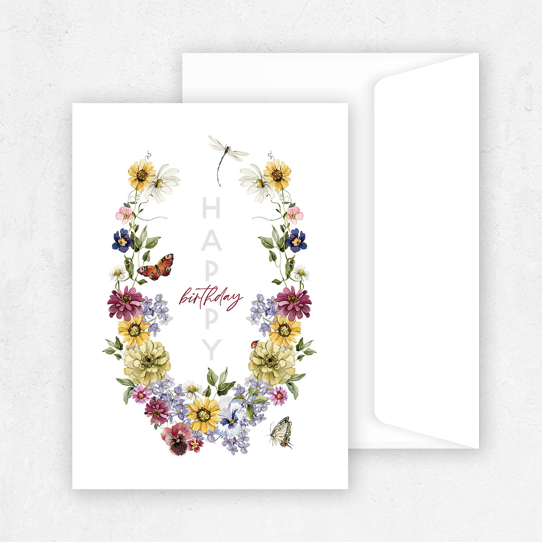 happy blooms birthday greeting card