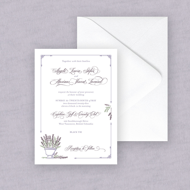 lavender invitation 2 piece set