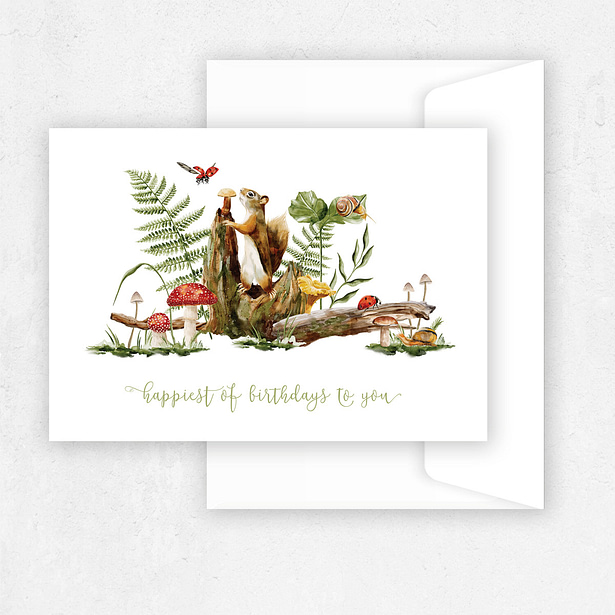 woodland birthday greeting card